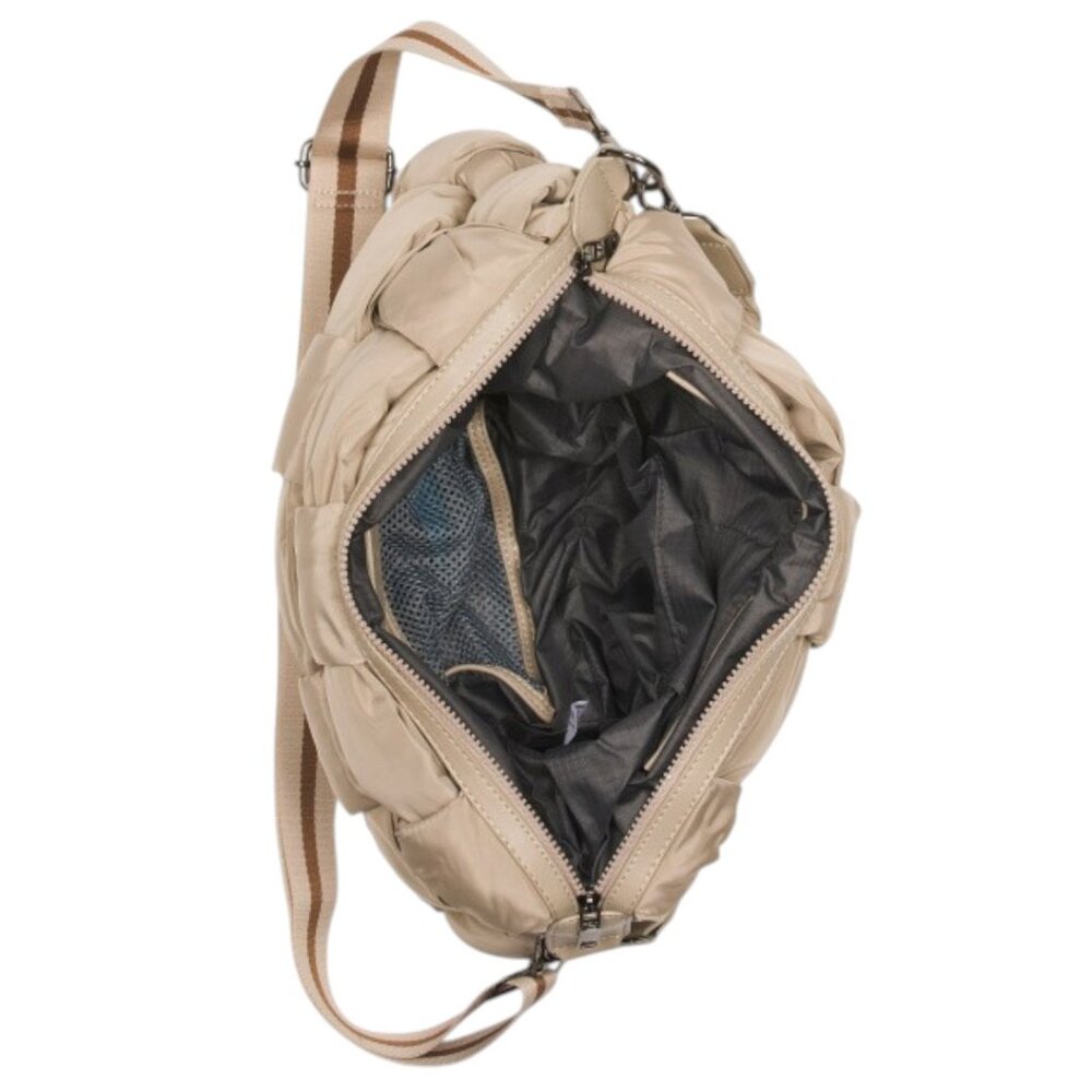 SOL & SELENE Medium Nylon Woven Hobo With Top Handle And Crossbody Strap - Picture 3 of 5